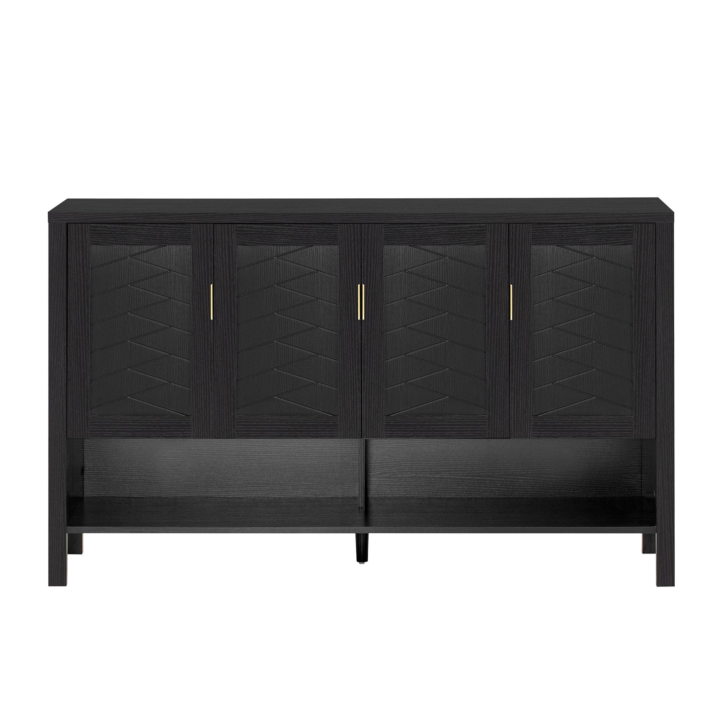 U_STYLE 55.1''Storage Sideboard with 4-Doors,Multi Functional Buffet with Open Shelf and 2-Tiers Adjustable Shelves,Modern Cabinet with Double Hooks,Suitable for Living Room, Hallway, Dining,Office. image 3