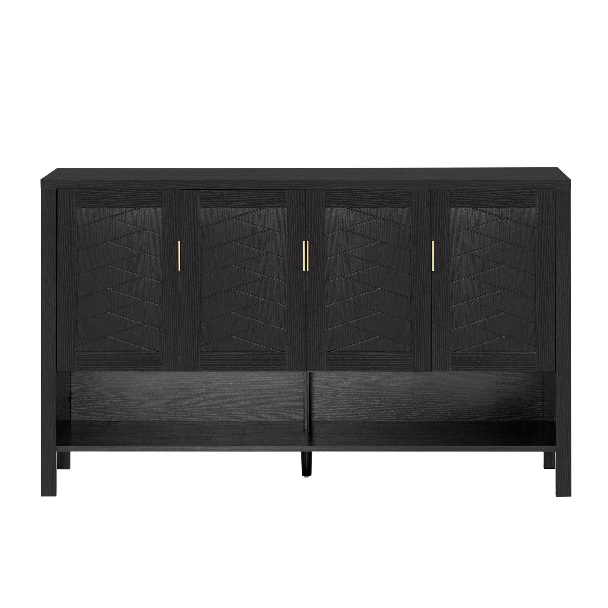 U_STYLE 55.1''Storage Sideboard with 4-Doors,Multi Functional Buffet with Open Shelf and 2-Tiers Adjustable Shelves,Modern Cabinet with Double Hooks,Suitable for Living Room, Hallway, Dining,Office. image 3