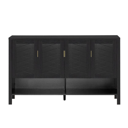 U_STYLE 55.1''Storage Sideboard with 4-Doors,Multi Functional Buffet with Open Shelf and 2-Tiers Adjustable Shelves,Modern Cabinet with Double Hooks,Suitable for Living Room, Hallway, Dining,Office. image 3