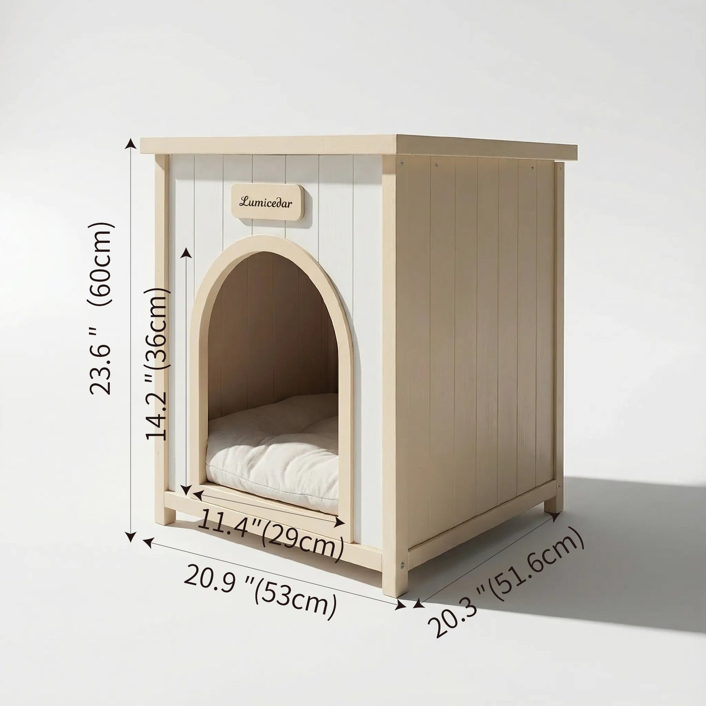 Modern Indoor Wooden Dog House with Removable Cushion – Solid Cedar Pet House for Small Dogs & Cats, Furniture-Grade Scandinavian Design image 3