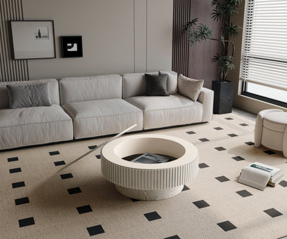 31.5'' Round Coffee Table with Storage Solid Wood Veneered Modern Coffee Table Accent Tea Table for Living Room, Bedroom, Apartment or Office, Retro White image 8