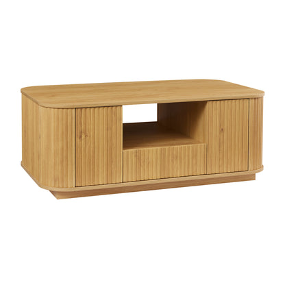 46.5"modern luxury oval coffee table with drawers and storage compartments, curved contour design, living room center coffee table, suitable for living rooms and offices, Natural, 46.5"L*27.2"W*17.7"H image 7