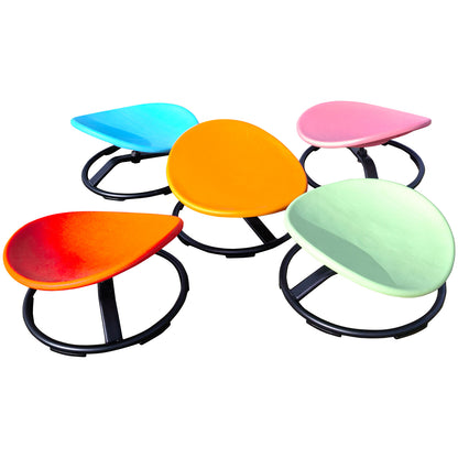 Child sitting on sensory swivel chair, spinning motion