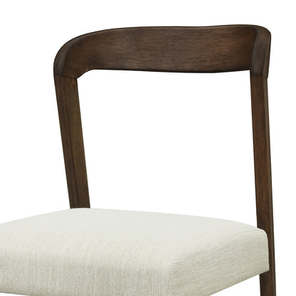 Solid Rubber Wood Dining Chairs(Walnut+Beige)Set of 2 image 10