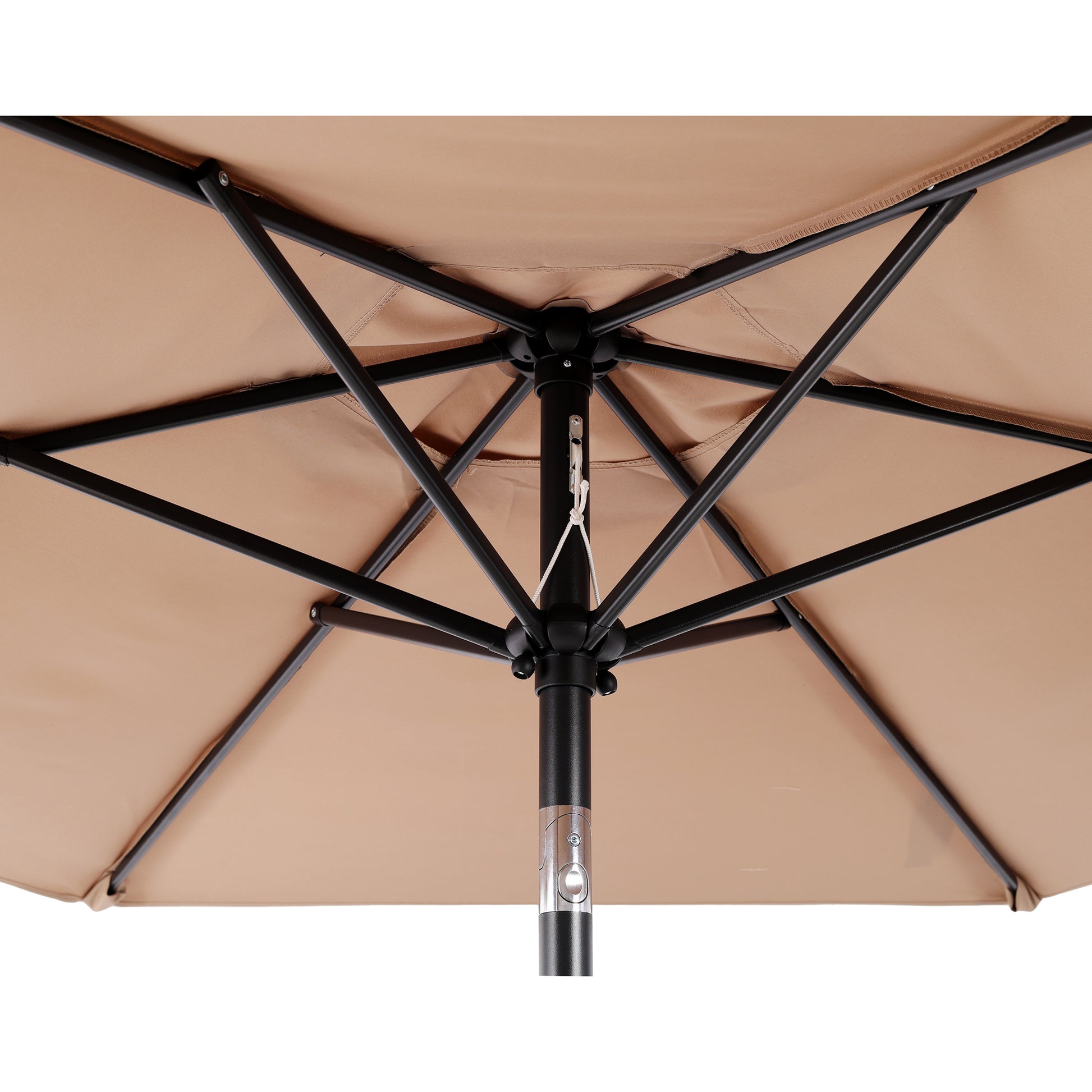 7.5 FT Patio Umbrella, Outdoor Market Yard Umbrella, Sun Shade Umbrella with Push Button Tilt and Crank Mechanism for Garden, Deck, Pool and Backyard, Not Include Umbrella Base, Brown image 6