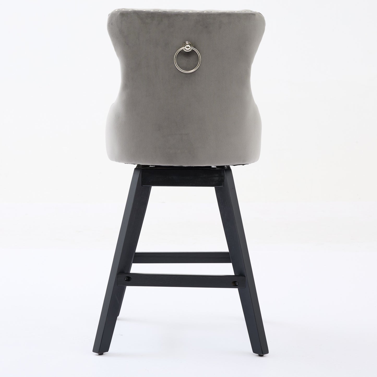 Swivel Velvet Barstools with Button Tufted Decoration and Wooden Legs, and Chrome Nailhead Trim, Leisure Style Bar Chairs,Bar stools, Set of 2 (Gray),SW1860GY image 7