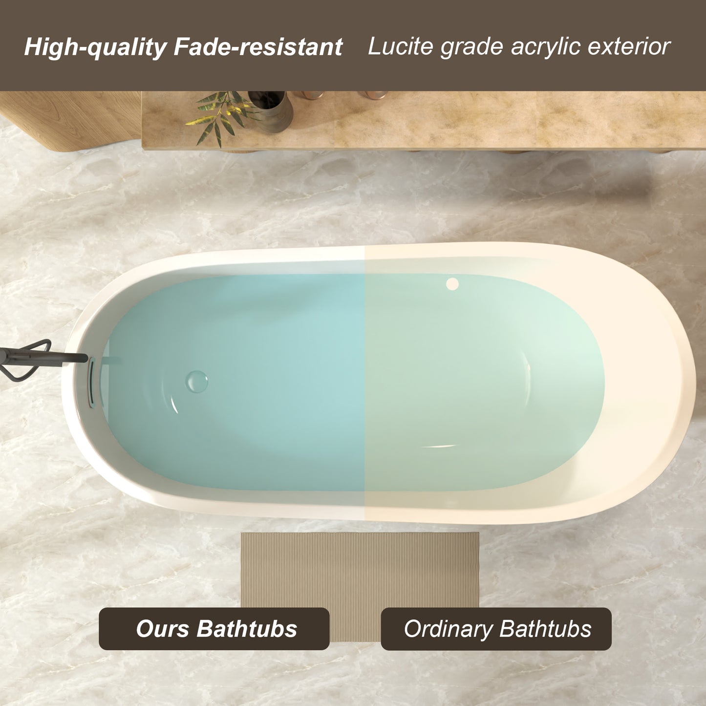 67"Special-shaped Freestanding Slipper Bathtub: Gloss White Finish, Chrome Overflow & Pop-Up Drain, cUPC Certified image 6