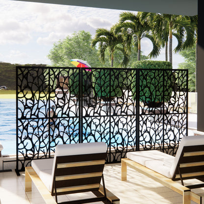 Metal Privacy Screens W3.8Ft X H6Ft Outdoor and Indoor Divider with Free Standing Decorative Privacy Screen for Balcony Patio Garden Room Divider, Black Bird Shape image 2