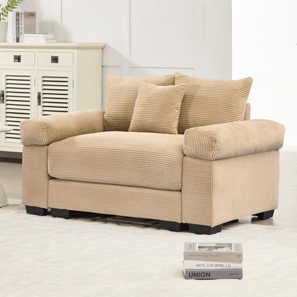 54.3" Oversized Cloud Modular Sectional Couch,Extra-Thick Armrests Good Resilience Cushions Ergonomic Design Premium Soft Corduroy Fabric,Easy Assembly For Living Rooms Study,Camel image 2
