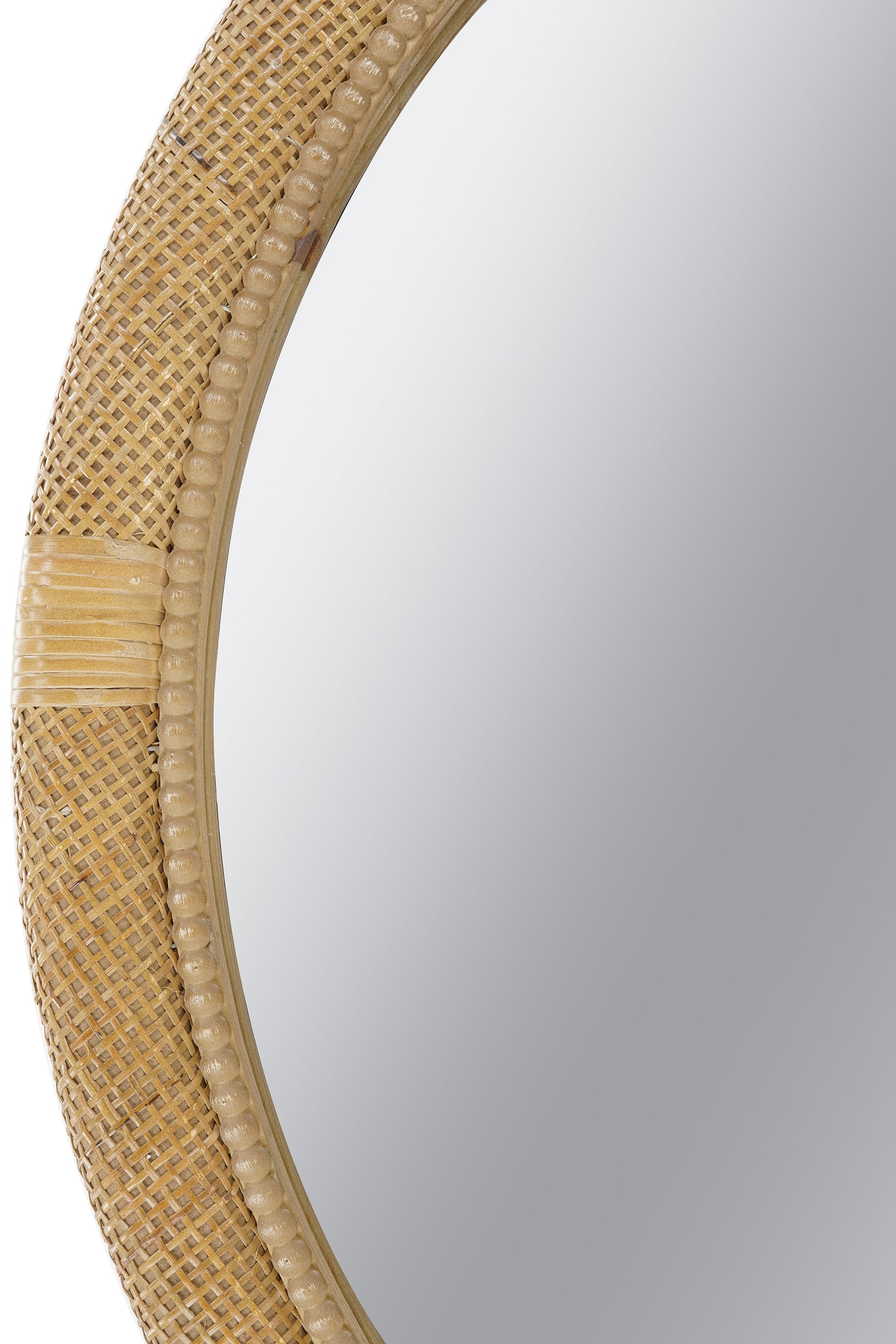 31.9" Woven Rattan Decorative Round Mirror with Wrapped Accents image 4