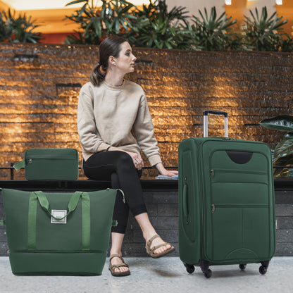 Softside Luggage Expandable 3 Piece Set Suitcase with Duffel Bag Upright Spinner Softshell Lightweight Luggage Travel Set-22/26/30 IN image 11