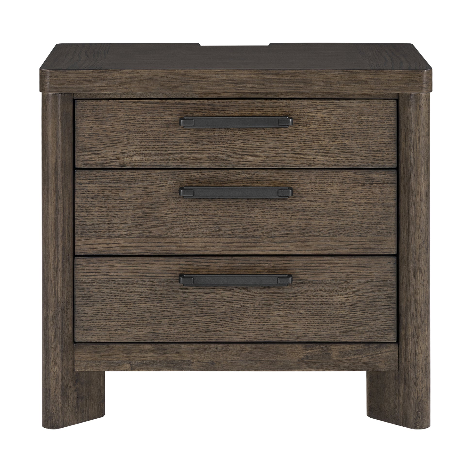 Dark Oak 3-Drawer Nightstand with USB image 2