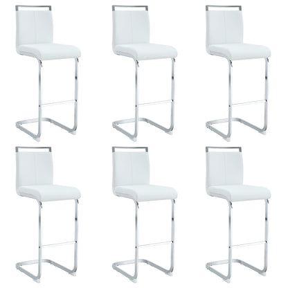 Modern and beautiful bar stool upholstered in PU leather with C-shaped silver metal legs for dining rooms, kitchens, terraces and guest office chairs.(set of 6) (white+PU) image 1