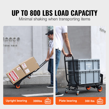 Aluminum Hand Truck, 2 in 1, 300 lbs Load Capacity, Heavy Duty Industrial Convertible Folding Hand Truck and Dolly, Utility Cart Converts from Hand Truck to Platform Cart with Rubber Wheels image 4
