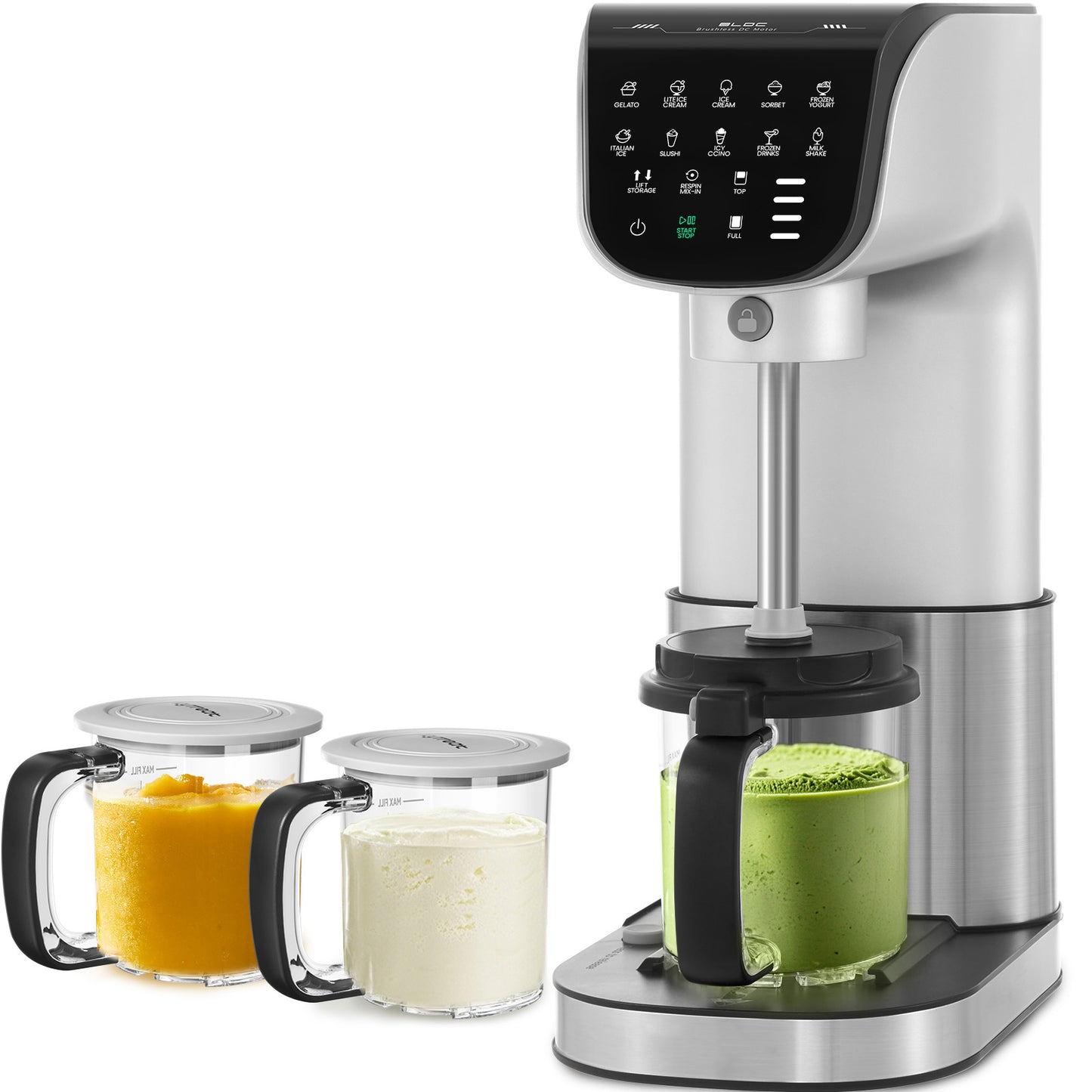 11-in-1 Automatic Ice Cream Maker Machine with 3 Family-Sized Pints – Make Gelato, Sorbet, Milkshakes, Mix-Ins, Brushless Motor, Dishwasher Safe, One-Touch Storage & Recipes (Silver) image 1