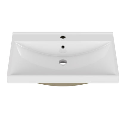24 Inch Bathroom Vanity Sink Top,Ceramic Basin,2.6-inch Thickened Ceramic Basin,Does Not Include Faucet and Drain,Glossy White image 3