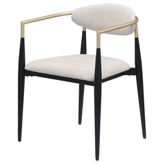 Mistra Beige Fabric Upholstered Dining Arm Chair (Set of 2)