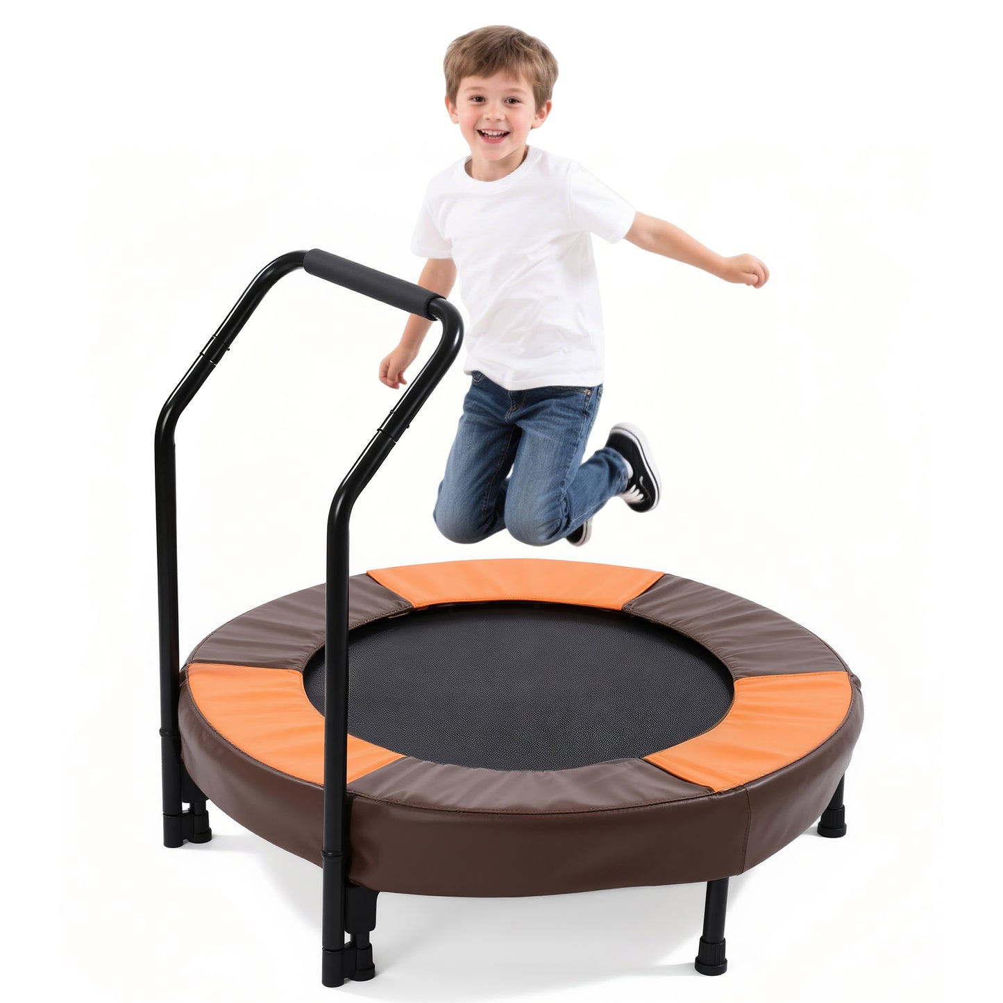 36 Inch Foldable Mini Trampoline, Indoor and Outdoor Rebounder for Kids,Toddler Trampoline Easy to Assemble, with Foam Handle and Safe Thickened Cover, Birthday Gift for Boys & Girlsfor Ages 1-6 image 3