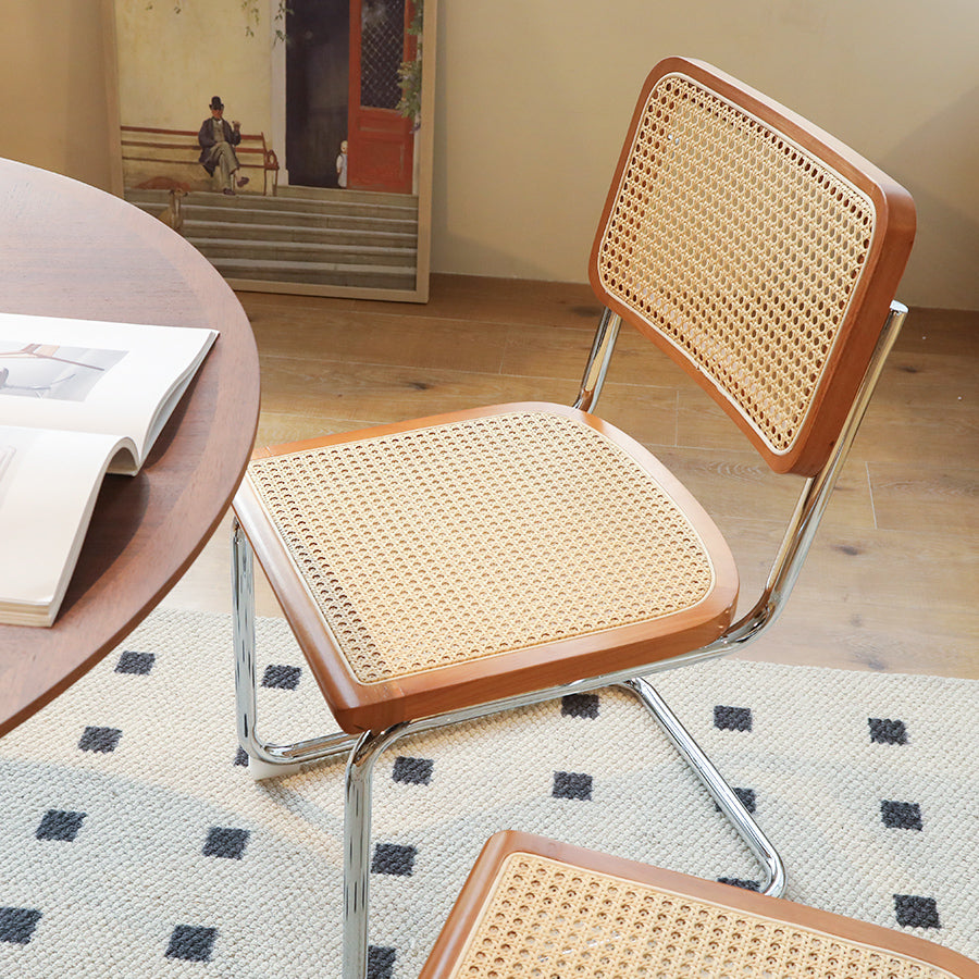 Dining Chairs Set of 2, Rattan Side Accent Chairs with Chrome Legs, Modern Mid Century Breuer Designed Chairs, Upholstered Dining Living Room Kitchen Chairs image 5
