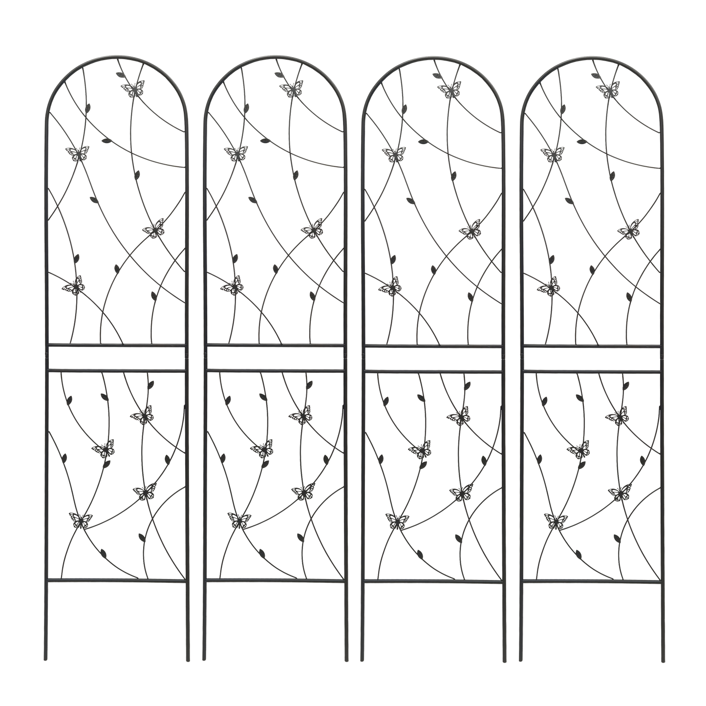 2 Pack Metal Garden Trellis 86.7" x 19.7" Rustproof Trellis for Climbing Plants Outdoor Flower Support Butterfly Deco Black image 12