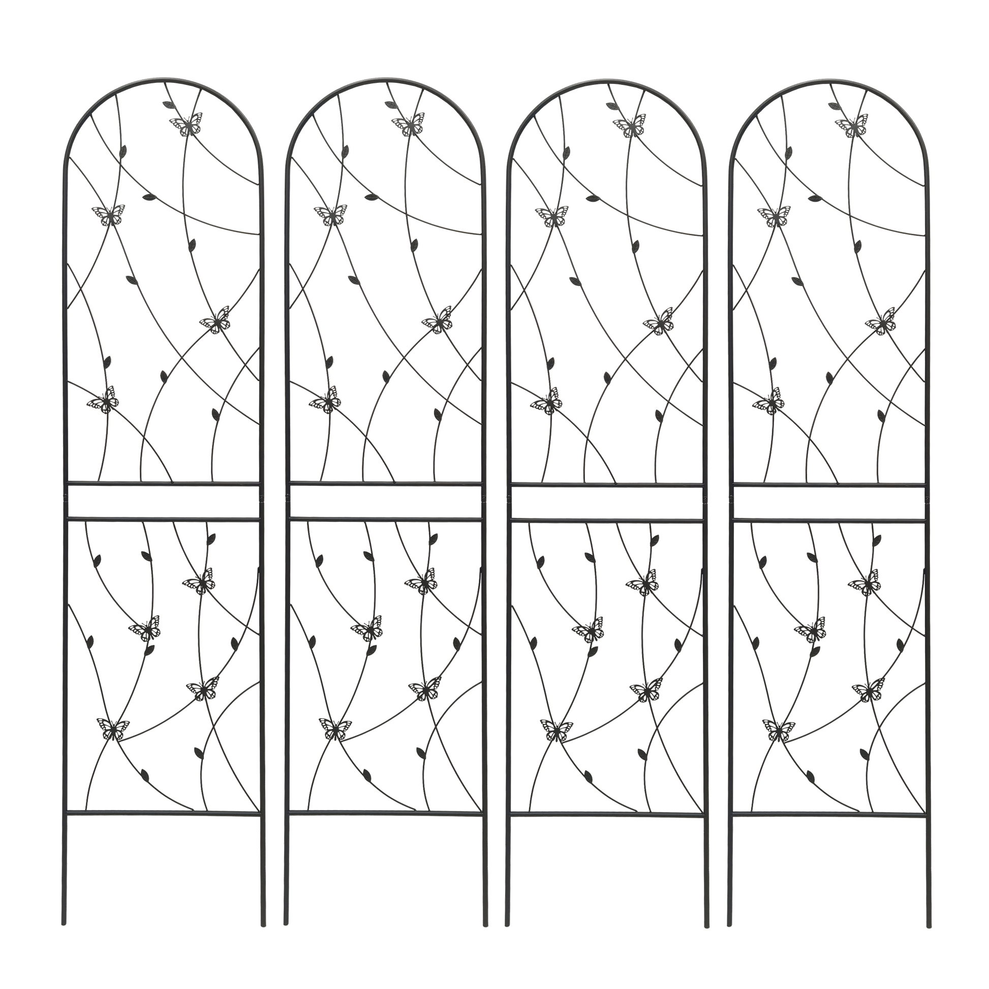 2 Pack Metal Garden Trellis 86.7" x 19.7" Rustproof Trellis for Climbing Plants Outdoor Flower Support Butterfly Deco Black image 12