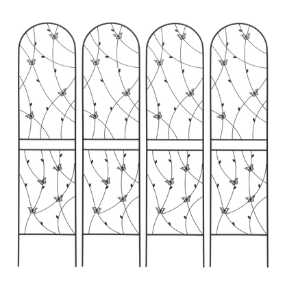 2 Pack Metal Garden Trellis 86.7" x 19.7" Rustproof Trellis for Climbing Plants Outdoor Flower Support Butterfly Deco Black image 12