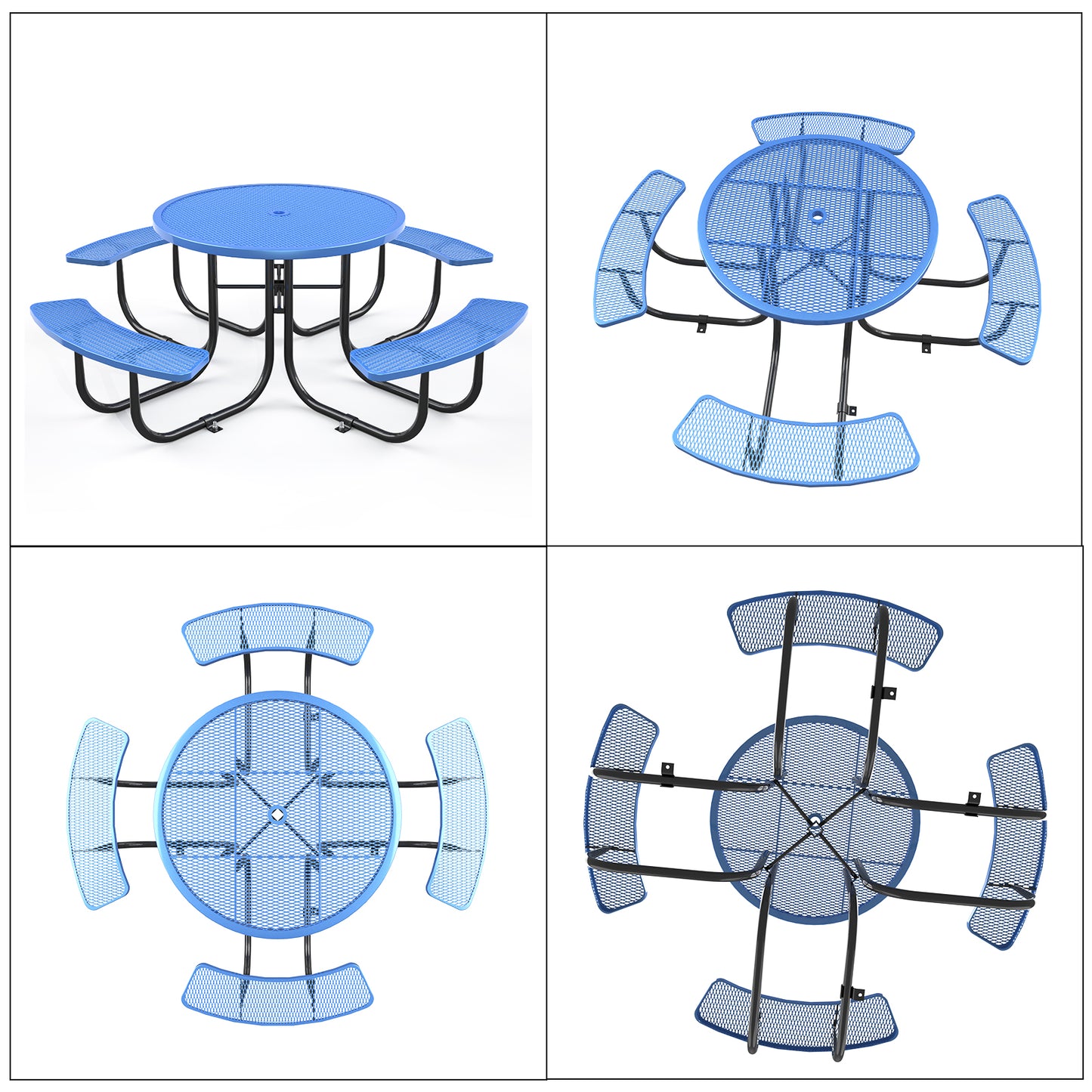 Blue Round Table & Chair Set with Umbrella Hole image 7