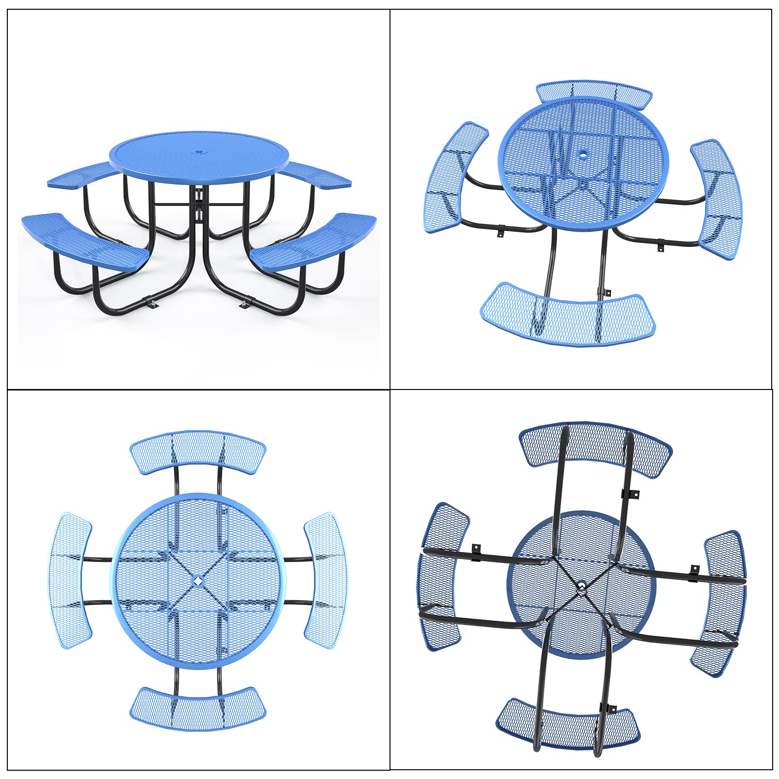 Blue Round Table & Chair Set with Umbrella Hole image 7