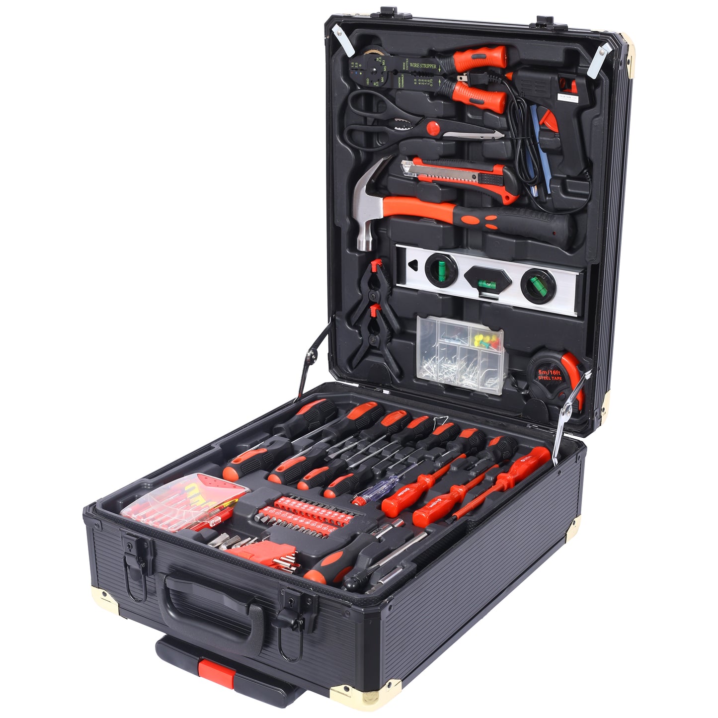 969pcs Home Repair Tool Set Kit for Men, Toolbox Storage Case with 4 Drawers, General Household Tool Kit with Rolling Tool Box, Tool Set Kit for Maintenance, Garden, Homeowner, Handyman -Black image 2