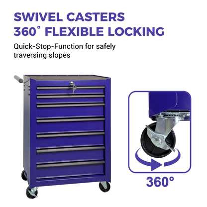 Rolling Metal Tool Chest with 7 Drawers, 20" 7-Drawer Tool Chest Cabinet with Ball Bearing Drawer Slides, Steel Tool Storage Box Organizer -PURPLE image 4