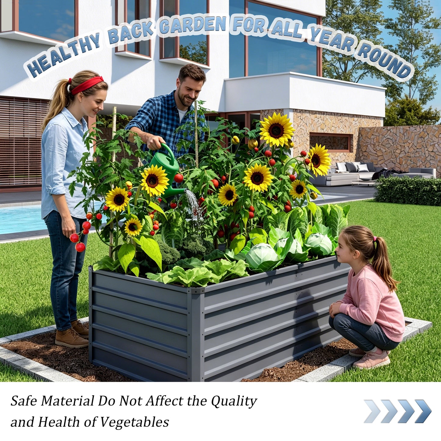 6x3x2ft 2pcs Large Raised Garden Bed Kit, Grey Rectangular Galvanized Metal Outdoor Garden Bed, Planter Raised Garden Boxes Outdoor Garden Beds for Growing Plants, Vegetables and Flowers. image 3