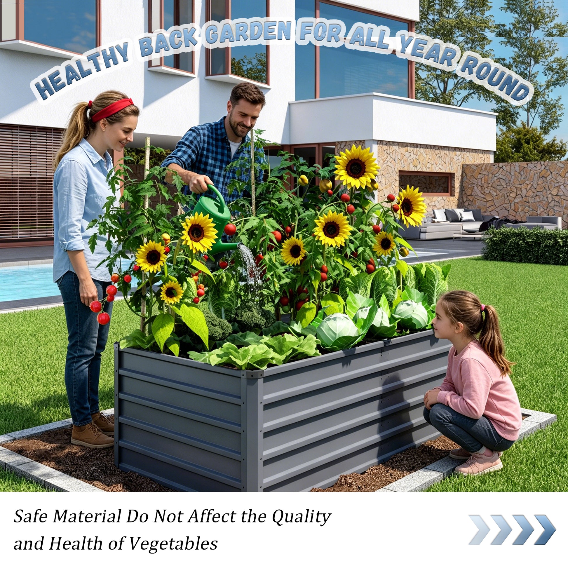 6x3x2ft 2pcs Large Raised Garden Bed Kit, Grey Rectangular Galvanized Metal Outdoor Garden Bed, Planter Raised Garden Boxes Outdoor Garden Beds for Growing Plants, Vegetables and Flowers. image 3