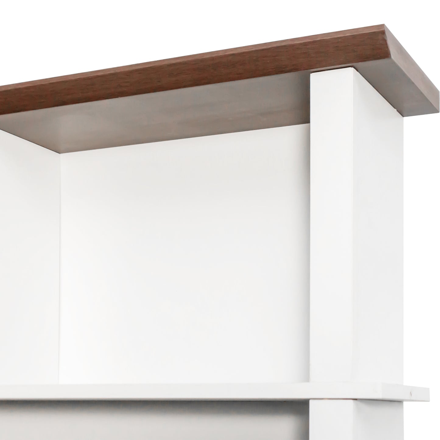 Farmhouse 4-in-1 Hall Tree with 6 Hooks, Walnut Entryway Bench with Shelves, Wooden Style Rustic Shoe Organizer with 16 Open Compartments for Mudroom, Living Room, White (OLD SKU: N721P264915K) image 11