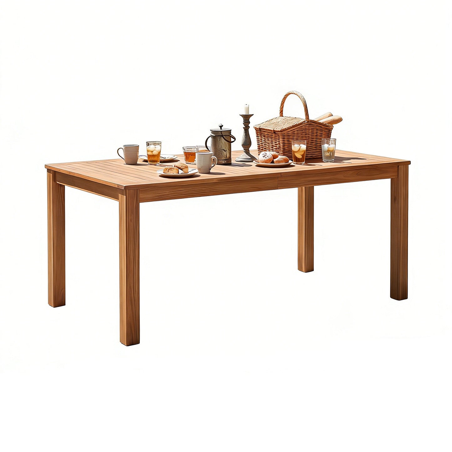 TOPMAX Patio Wooden Dining Table, Outdoor 67"L Rectangular Table for Poolside, Backyard, Garden, Indoor/Outdoor, Natural image 3