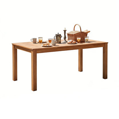 TOPMAX Patio Wooden Dining Table, Outdoor 67"L Rectangular Table for Poolside, Backyard, Garden, Indoor/Outdoor, Natural image 3