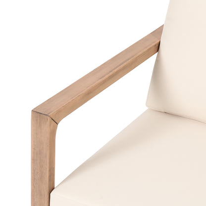 Set of 2, Outdoor Acacia Wood Patio Club Chair, Wood Patio Furniture,Waterproof Thick Cushion Deep Seating for Porch, Garden, Backyard, Balcony, Brown Wash and Beige Cushion image 12