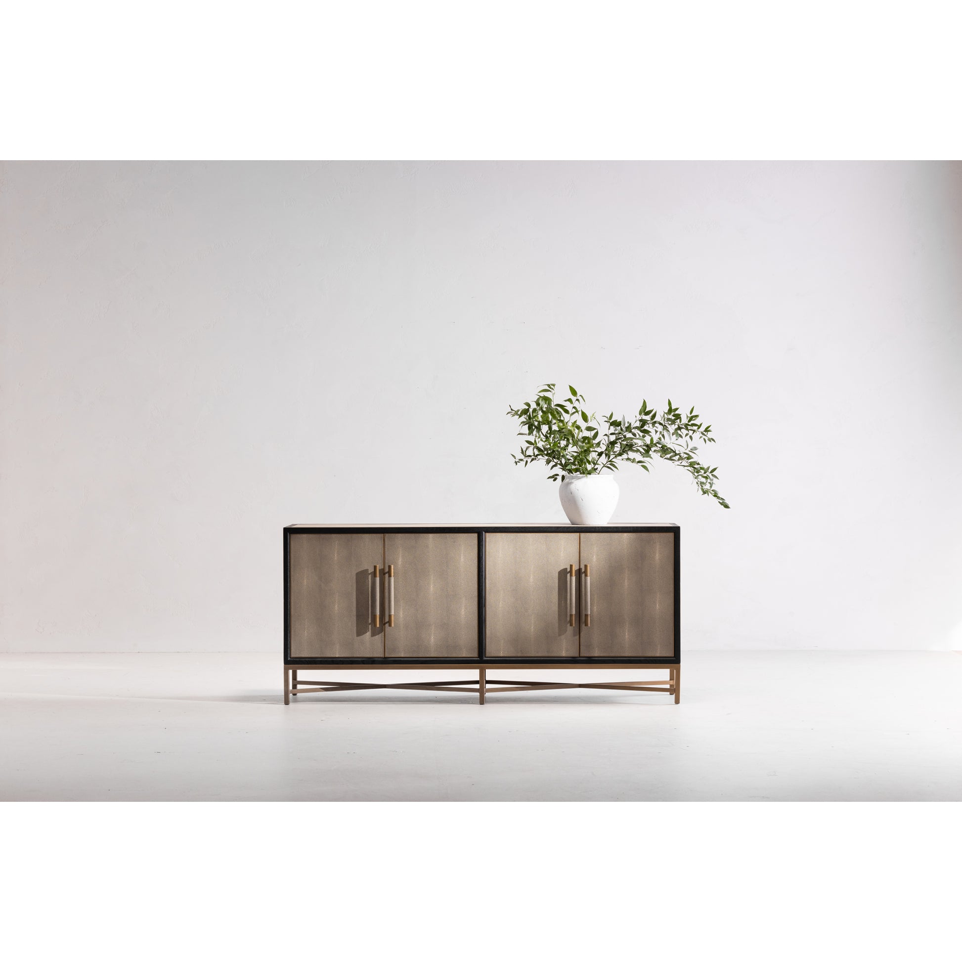 Sideboard, Solid Wood Frame, Vegan Leather, Grey image 11