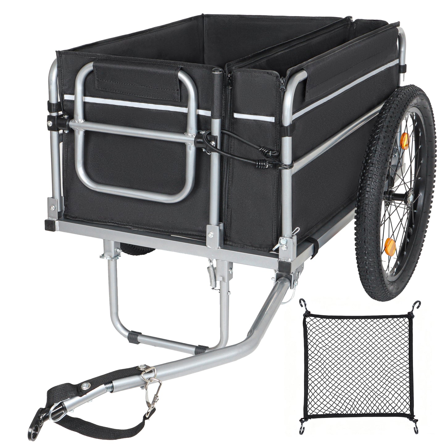 Bike Cargo Trailer, 110lbs Load Capacity, Heavy-Duty Bicycle Wagon Cart, Foldable Compact Storage, Universal Safe Hitch System, Featuring upgraded Fat tires, for Camping, Groceries, Hauling Essentials image 1