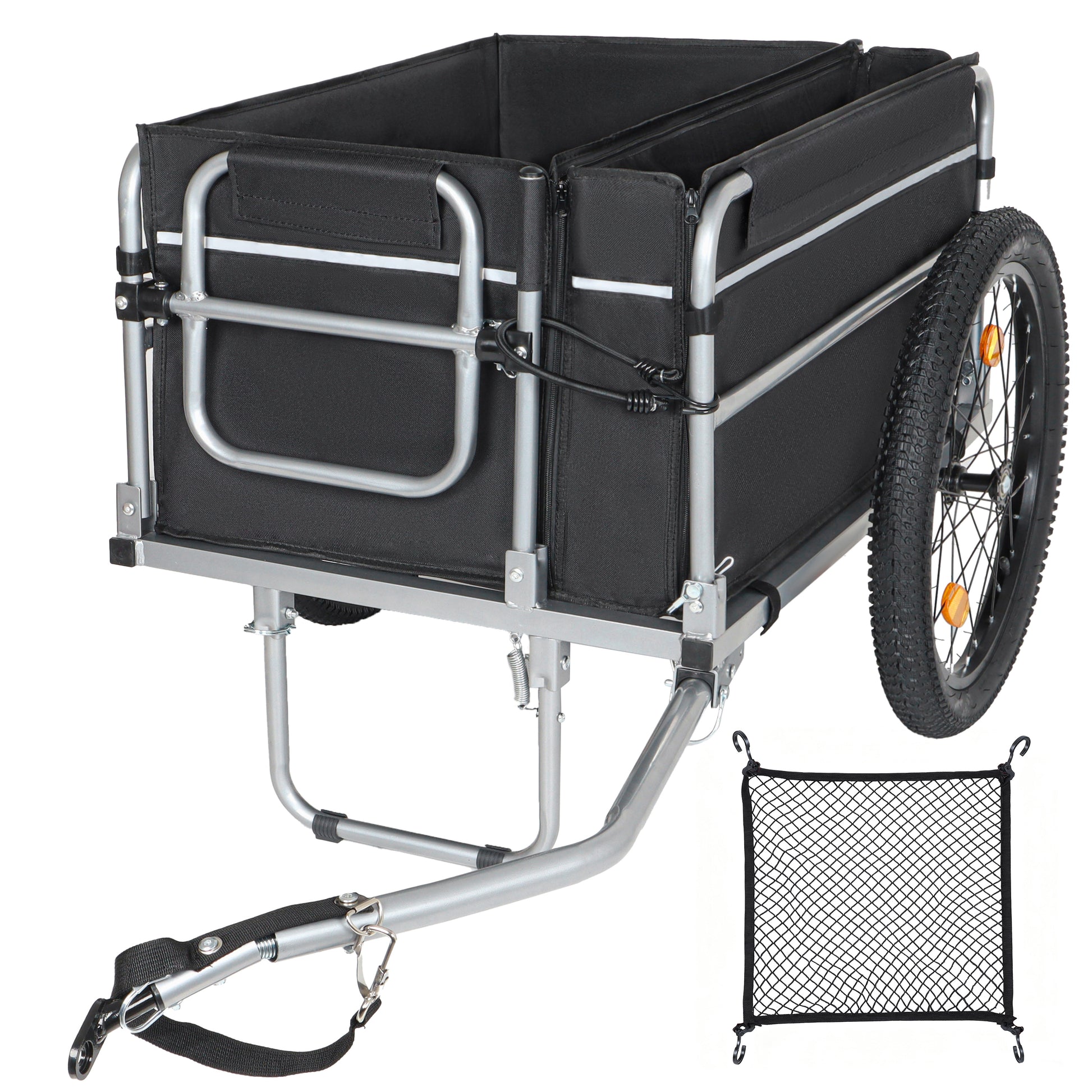 Bike Cargo Trailer, 110lbs Load Capacity, Heavy-Duty Bicycle Wagon Cart, Foldable Compact Storage, Universal Safe Hitch System, Featuring upgraded Fat tires, for Camping, Groceries, Hauling Essentials image 1
