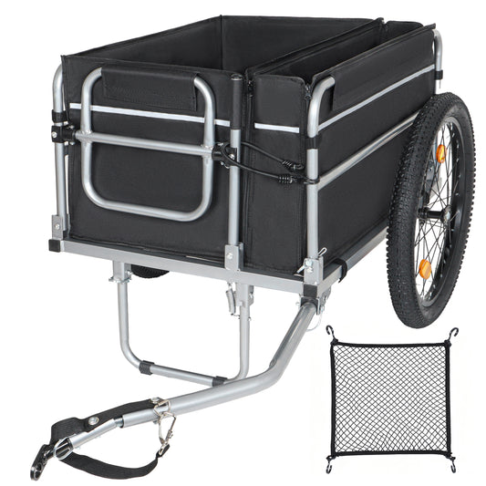 Bike Cargo Trailer, 110lbs Load Capacity, Heavy-Duty Bicycle Wagon Cart, Foldable Compact Storage, Universal Safe Hitch System, Featuring upgraded Fat tires, for Camping, Groceries, Hauling Essentials image 1