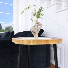 Small Side Table Coffee Table Bedside Table Night Stand for Living Room Bedroom & Balcony, MDF, Metal Legs ,Easy to Assemble