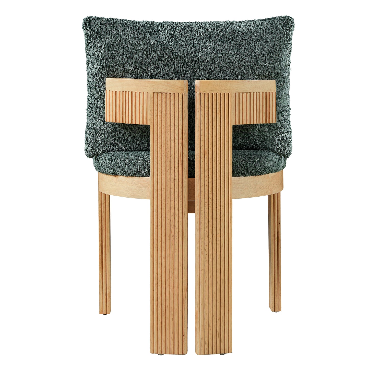 Indoor Boucle Dining Chair Set of 2, Rubber Wood Frame, Plush Green Boucle Seating, 250lbs Weight Capacity for Kitchen & Dining Room image 9