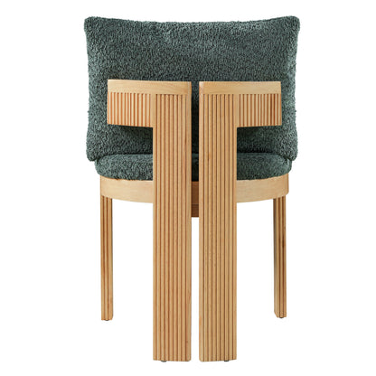 Indoor Boucle Dining Chair Set of 2, Rubber Wood Frame, Plush Green Boucle Seating, 250lbs Weight Capacity for Kitchen & Dining Room image 9