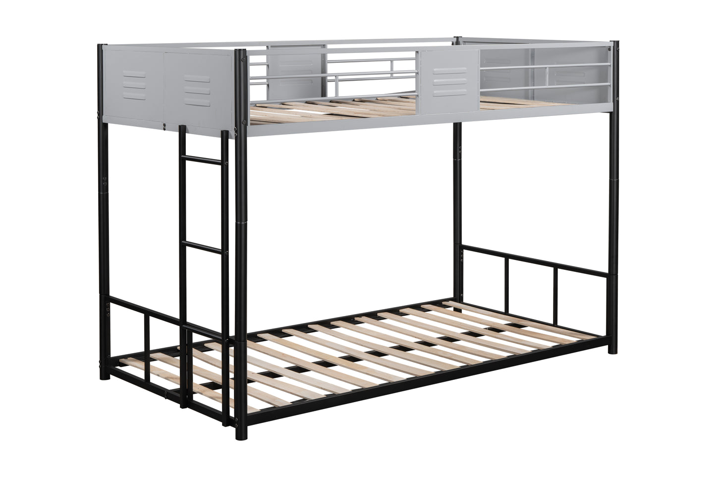 Metal Twin over Twin Bunk Bed with Vent Board/ Heavy-duty Sturdy Metal/ Noise Reduced/ Safety Guardrail/ CPC Certified image 5