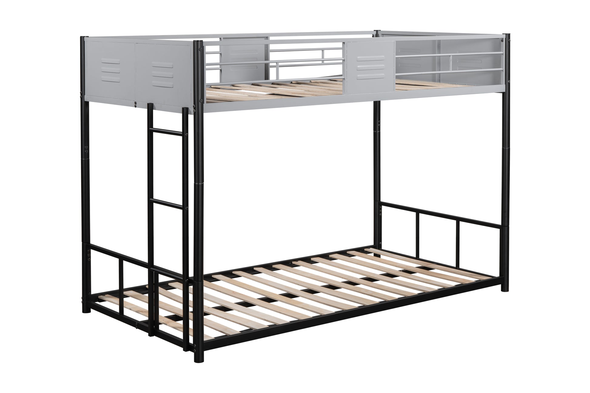 Metal Twin over Twin Bunk Bed with Vent Board/ Heavy-duty Sturdy Metal/ Noise Reduced/ Safety Guardrail/ CPC Certified image 5