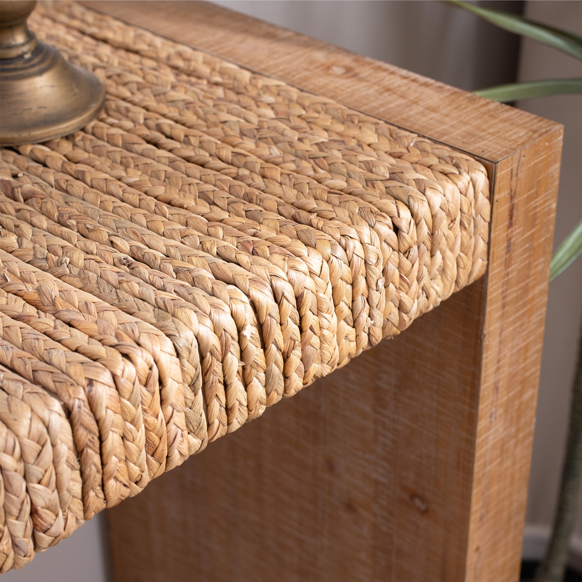 69" Natural Seagrass Console Table – Handwoven Top with Engineered Wood Frame image 8