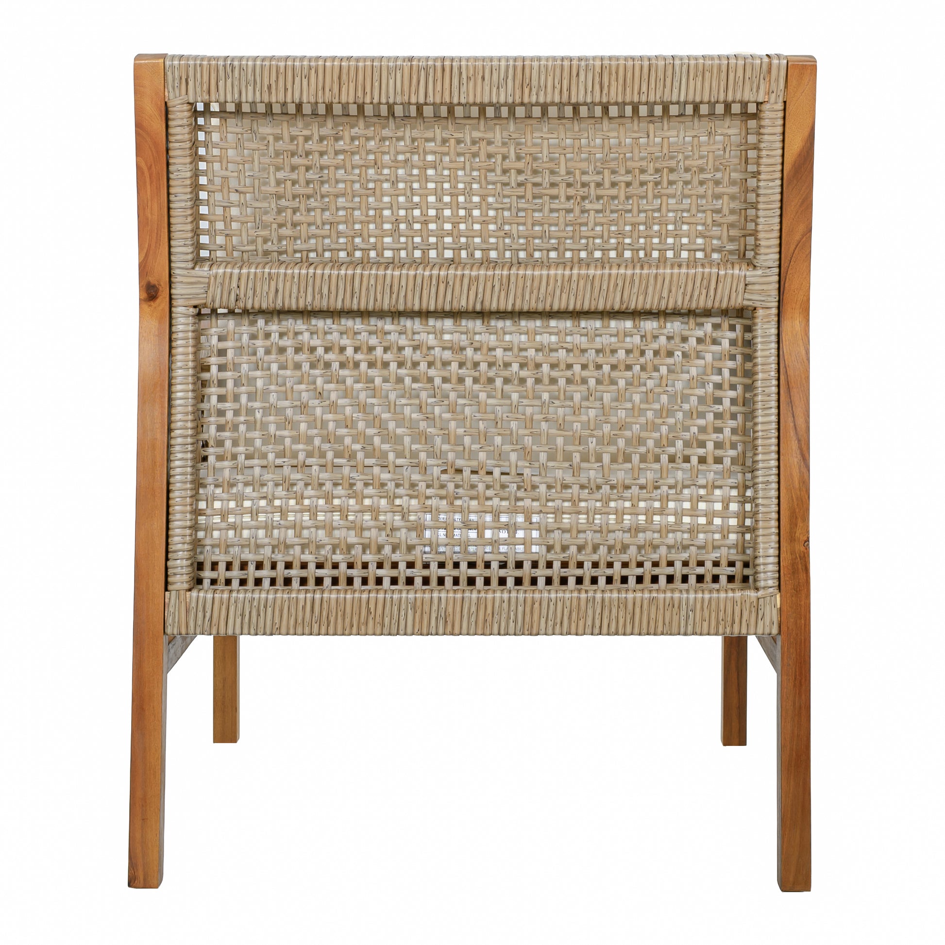 Acacia Wood Patio Furniture Club Chair, Outdoor Wicker Armchair, Deep Seating with Soft Cushions for Porch, Garden, Backyard, Balcony, Teak & Mix Brown & Cream image 7