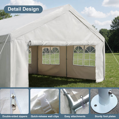 10'x20' Carport Car Canopy Party Tent Outdoor Gazebo with Removable Sidewalls Outdoor Gazebo Commercial Tents for Parties Wedding BBQ image 3