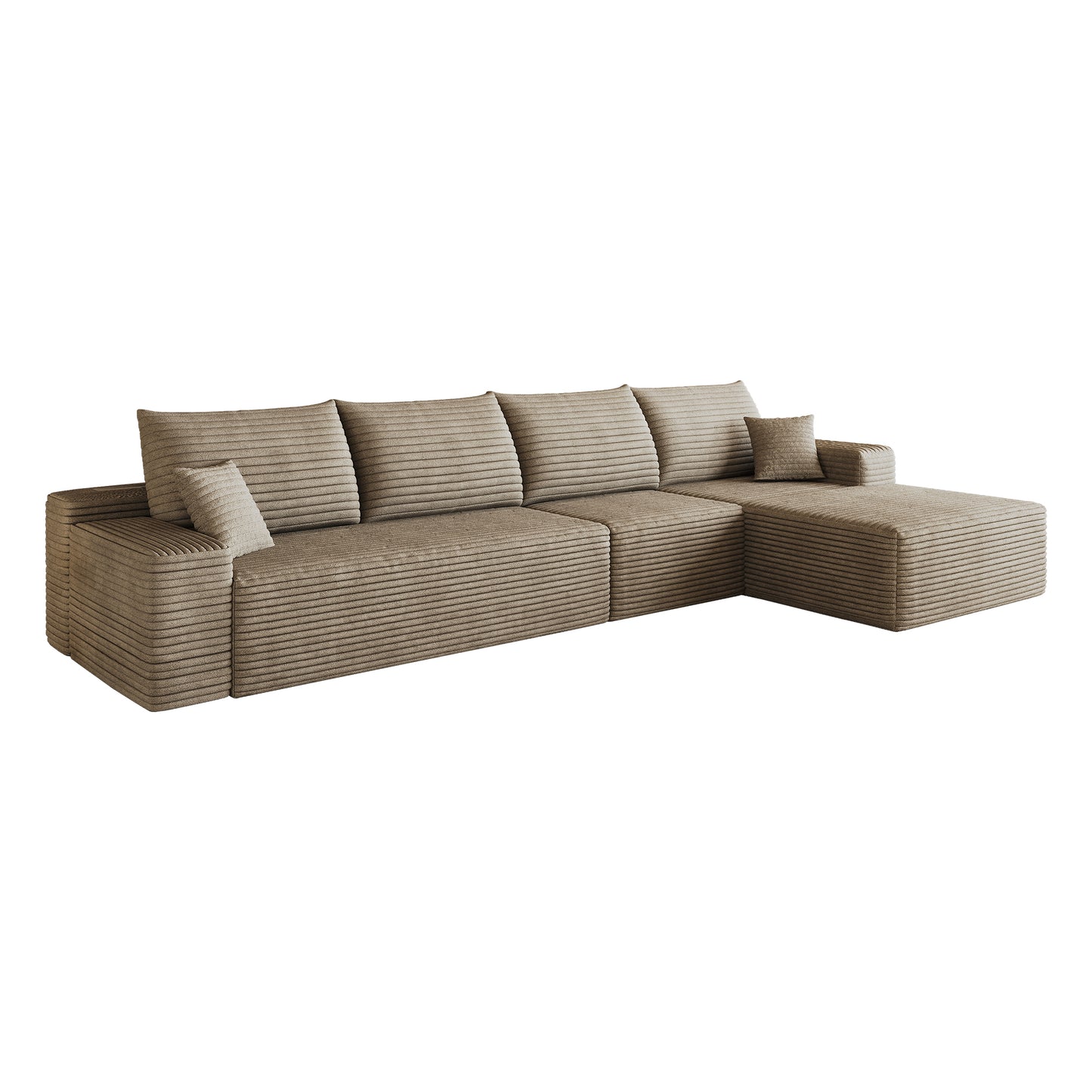 134" Cloud Sectional Couch with L-Shape Chaise,Modern Modular Sofa with Deep Seat, Upholstered Couches for Living Room Bedroom,No Assembly Required,Camel (Plush Corduroy Fabric) image 7