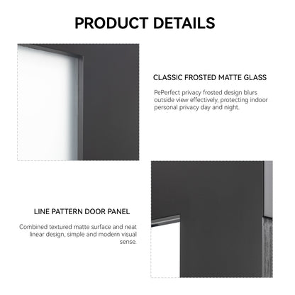 36"x80" Fiberglass Front Door with White 4-9/16" PVC Frame,Right-Hand Inswing Exterior Door with Brickmould,Contemporary minimalist smooth skin with frosted glass for Home Entrance, Black image 7